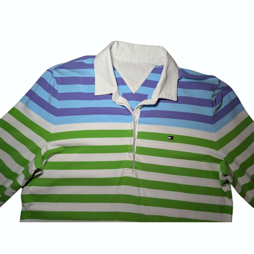 Vintage/Y2K Tommy Hilfiger Striped Long Sleeve Rugby Shirt Polo Top Size Medium - Picture 8 of 14